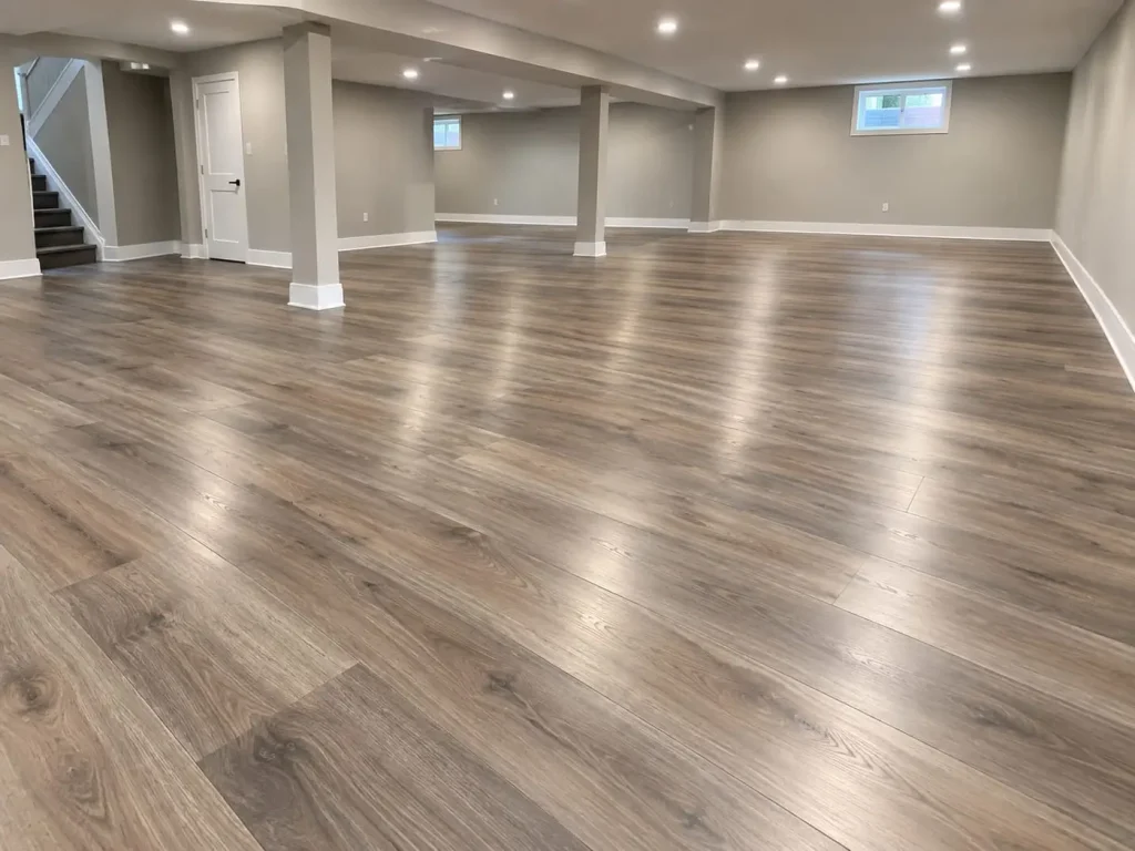 Basement subfloor before new flooring